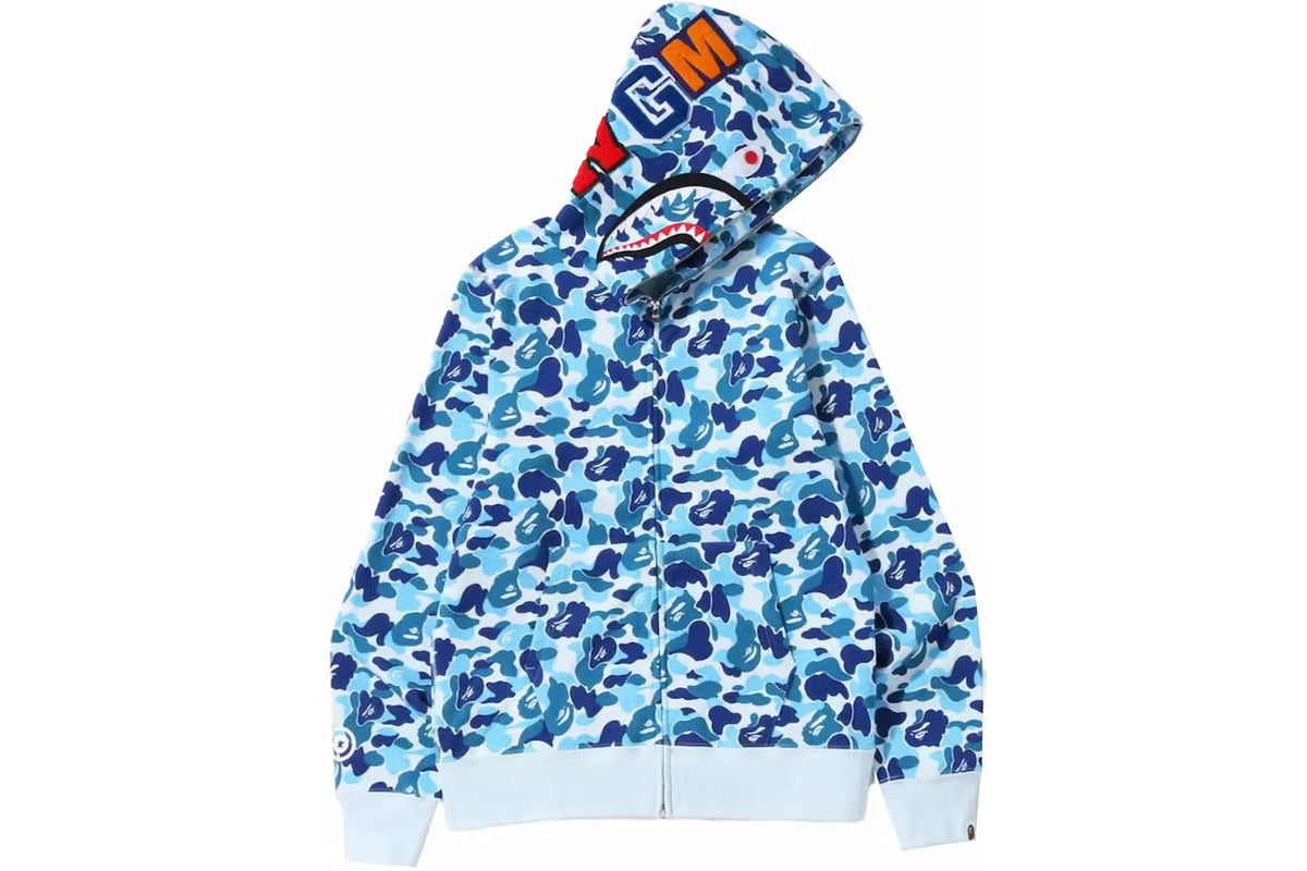 Blue Bape ABC Camo Shark Full Zip-Up Hoodie