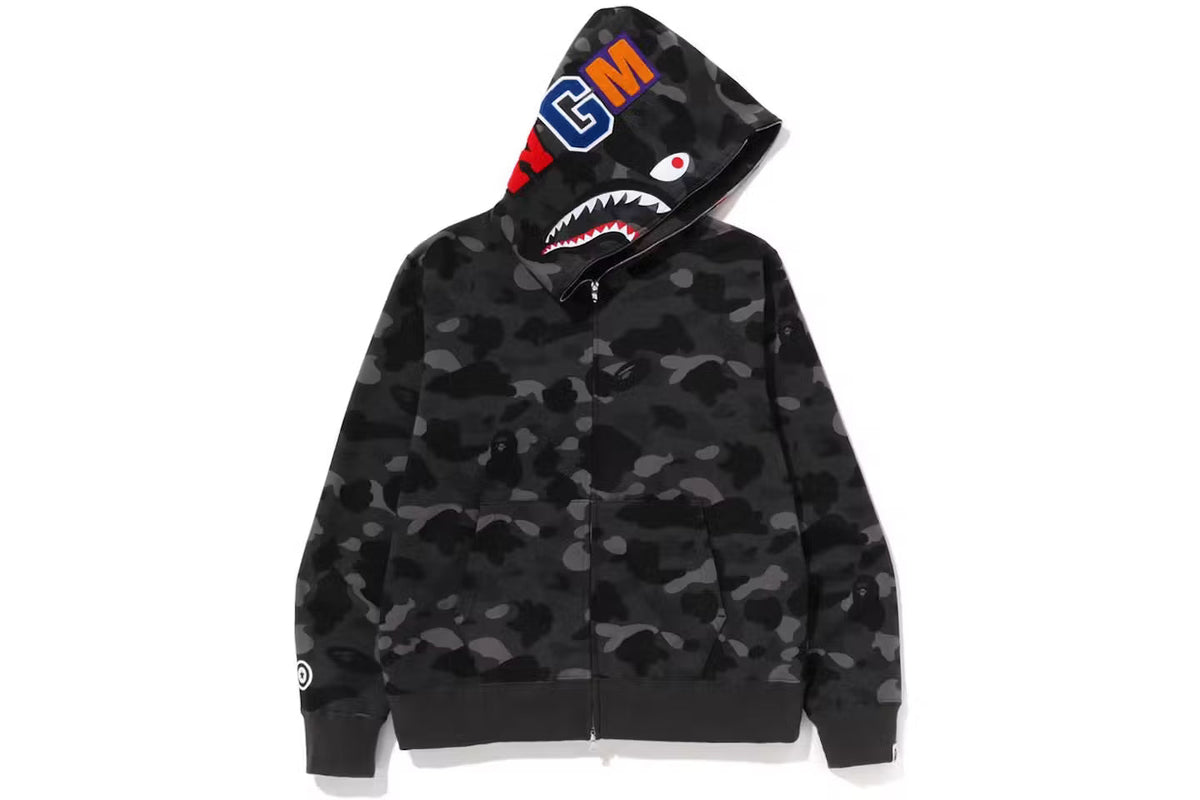 Black Bape ABC Camo Shark Full Zip-Up Hoodie