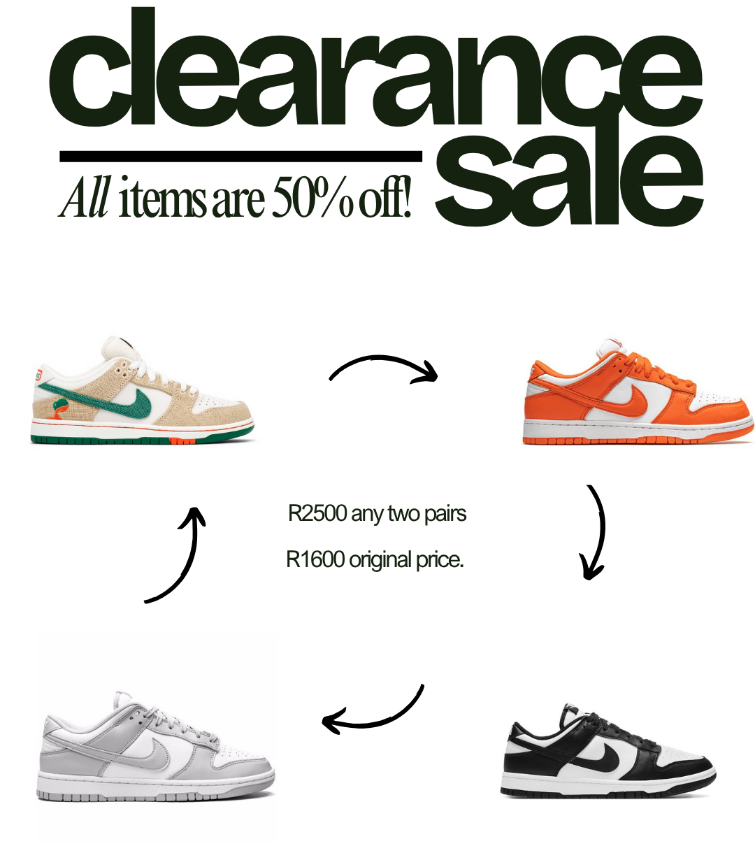 ANY 2 NIKE DUNK LOW'S