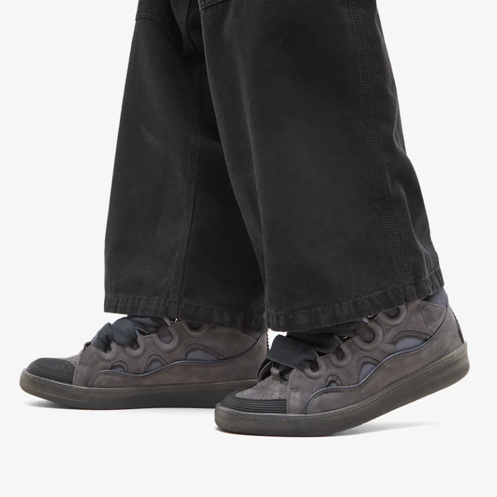 LANVIN SUEDE CURB SNEAKER DARK GREY