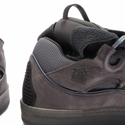 LANVIN SUEDE CURB SNEAKER DARK GREY