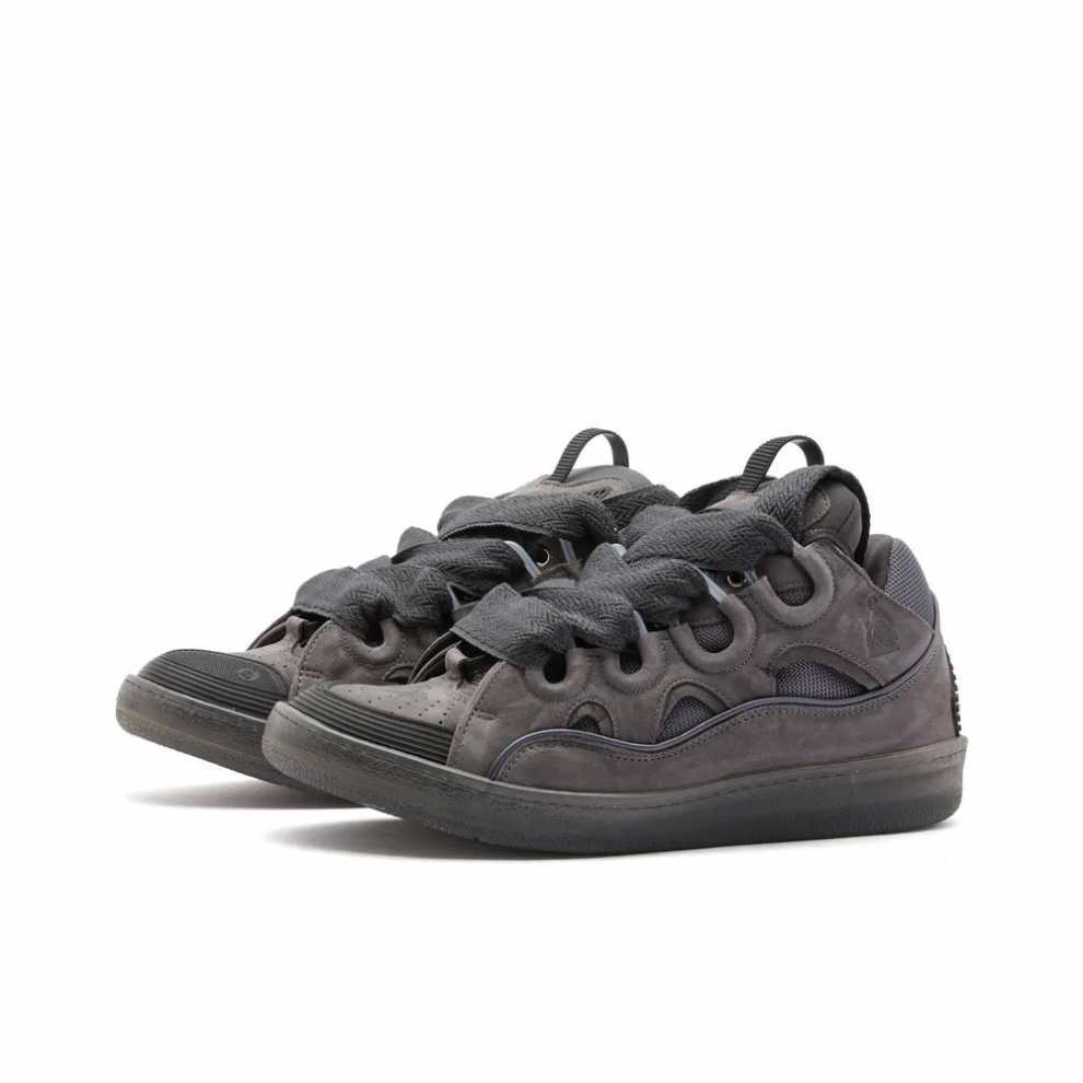 LANVIN SUEDE CURB SNEAKER DARK GREY